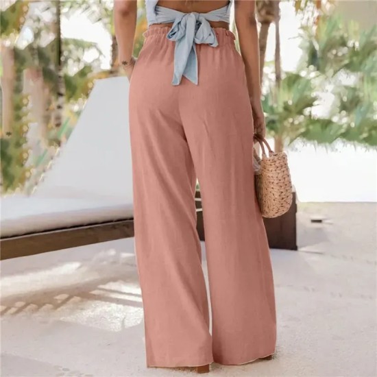 Women's Wide Leg Pants Trousers Casual Daily Long Plain Side Pockets Elastic Waistband Breathability Comfortable Inelastic Going out Weekend Black Pin Women's Wide Leg Pants Trousers Casual Daily Long Plain Side Pockets Elastic Waistband Breathability Comfortable Inelastic Going out Weekend Black Pin