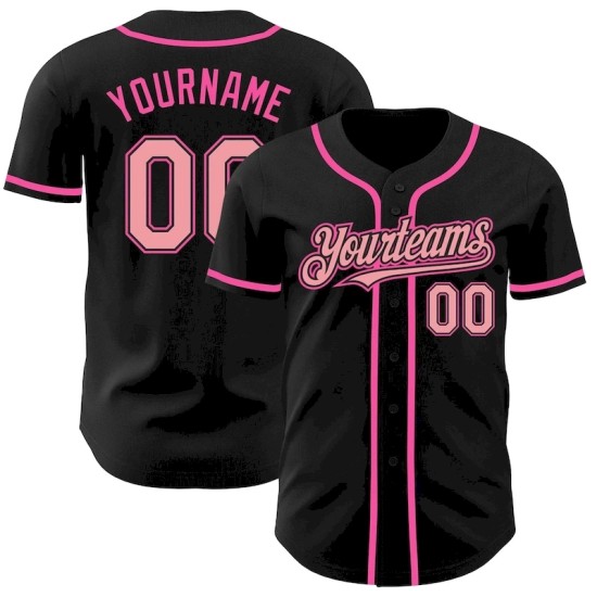 Custom Black Medium Pink-Pink Authentic Baseball Jersey Custom Black Medium Pink-Pink Authentic Baseball Jersey
