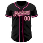 Custom Black Medium Pink-Pink Authentic Baseball Jersey Custom Black Medium Pink-Pink Authentic Baseball Jersey