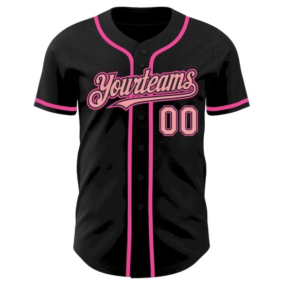 Custom Black Medium Pink-Pink Authentic Baseball Jersey Custom Black Medium Pink-Pink Authentic Baseball Jersey