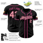 Custom Black Medium Pink-Pink Authentic Baseball Jersey Custom Black Medium Pink-Pink Authentic Baseball Jersey