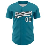 Custom Teal White-Black 3D Funny Christmas Authentic Baseball Jersey Custom Teal White-Black 3D Funny Christmas Authentic Baseball Jersey