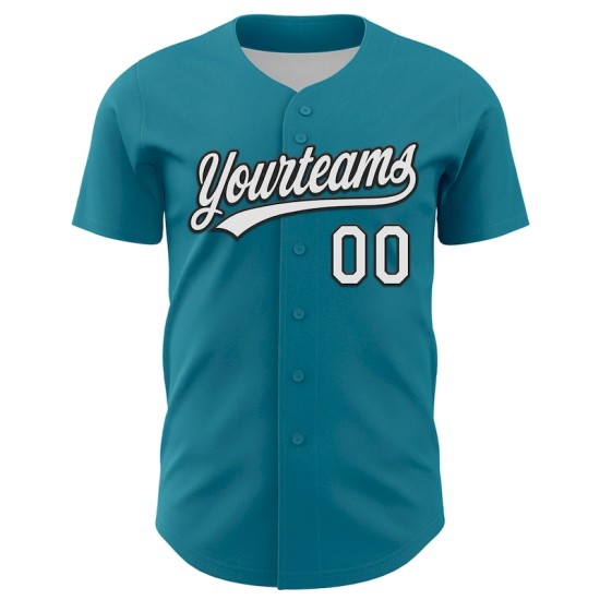 Custom Teal White-Black 3D Funny Christmas Authentic Baseball Jersey Custom Teal White-Black 3D Funny Christmas Authentic Baseball Jersey