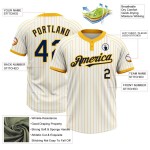 Custom White Gold Pinstripe Navy Two-Button Unisex Softball Jersey Custom White Gold Pinstripe Navy Two-Button Unisex Softball Jersey