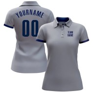 Custom Gray Navy Performance Golf Polo Shirt