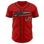 Custom Red Vintage USA Flag-Black Authentic Baseball Jersey