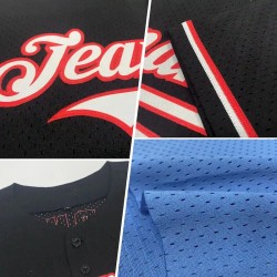 Custom Light Blue White-Gray Mesh Authentic Throwback Baseball Jersey