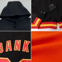 Custom Orange Powder Blue-White Bomber Full-Snap Varsity Letterman Two Tone Hoodie Jacket