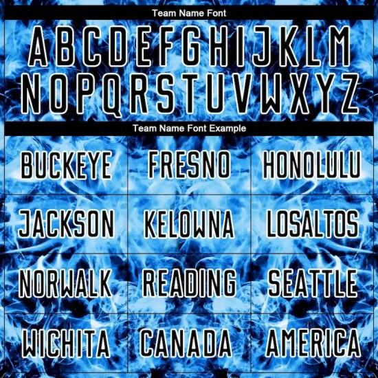 Custom Black Sky Blue-White Flame Sublimation Soccer Uniform Jersey Custom Black Sky Blue-White Flame Sublimation Soccer Uniform Jersey