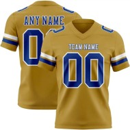 Custom Old Gold Royal-White Mesh Authentic Football Jersey