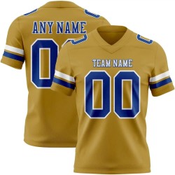 Custom Old Gold Royal-White Mesh Authentic Football Jersey