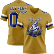 Custom Old Gold Royal-White Mesh Authentic Football Jersey