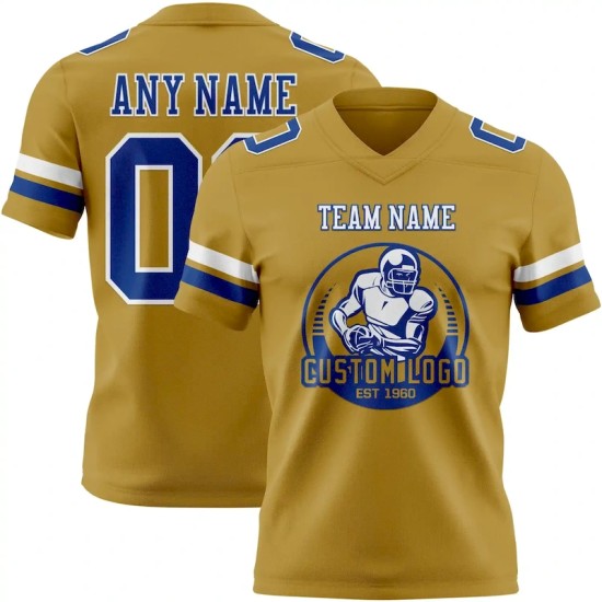 Custom Old Gold Royal-White Mesh Authentic Football Jersey
