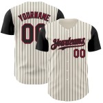 Custom Cream Black Pinstripe Crimson Authentic Two Tone Baseball Jersey