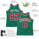 Custom Kelly Green Red-White Authentic Throwback Basketball Jersey
