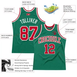 Custom Kelly Green Red-White Authentic Throwback Basketball Jersey Custom Kelly Green Red-White Authentic Throwback Basketball Jersey