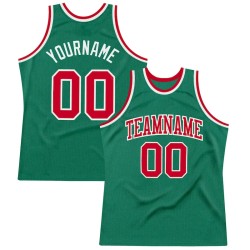 Custom Kelly Green Red-White Authentic Throwback Basketball Jersey