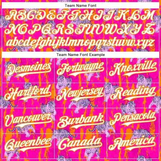 Custom Deep Pink White-Bay Orange 3D Hawaii Tropical Animal Tiger Authentic Baseball Jersey