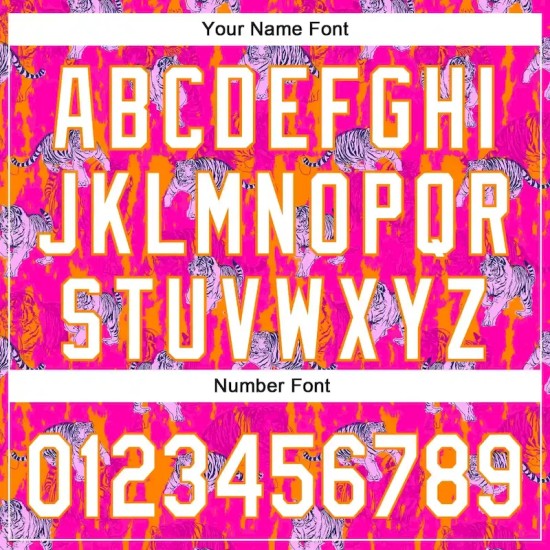 Custom Deep Pink White-Bay Orange 3D Hawaii Tropical Animal Tiger Authentic Baseball Jersey