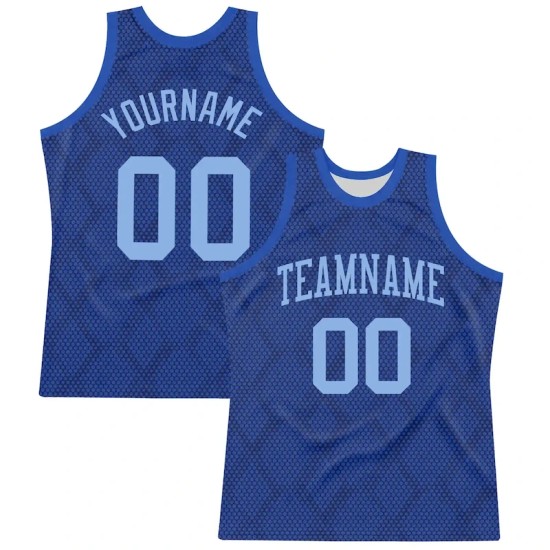 Custom Royal Light Blue Dot Round Neck Sublimation Basketball Suit Jersey