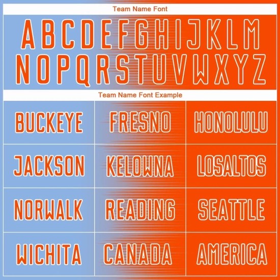 Custom Light Blue Orange-White Gradient Line Sublimation Soccer Uniform Jersey