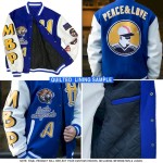 Custom Powder Blue Royal-White Bomber Full-Snap Varsity Letterman Jacket Custom Powder Blue Royal-White Bomber Full-Snap Varsity Letterman Jacket