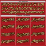 Custom Red Black Pinstripe Old Gold Two-Button Unisex Softball Jersey