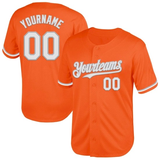 Custom Orange White-Gray Mesh Authentic Throwback Baseball Jersey Custom Orange White-Gray Mesh Authentic Throwback Baseball Jersey