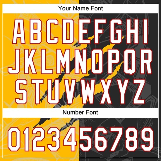 Custom Graffiti Pattern Black Gold-Red 3D Two-Button Unisex Softball Jersey Custom Graffiti Pattern Black Gold-Red 3D Two-Button Unisex Softball Jersey