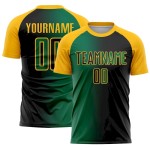 Custom Black Kelly Green-Gold Sublimation Gradient Fashion Soccer Uniform Jersey
