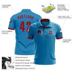 Custom Panther Blue Red Performance Golf Polo Shirt