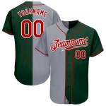 Custom Green Red-Gray Authentic Split Fashion Baseball Jersey