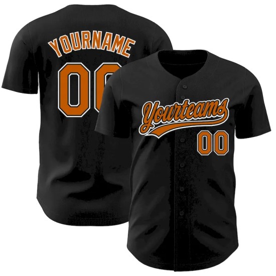 Custom Black Texas Orange-White Authentic Baseball Jersey Custom Black Texas Orange-White Authentic Baseball Jersey
