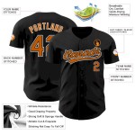 Custom Black Texas Orange-White Authentic Baseball Jersey Custom Black Texas Orange-White Authentic Baseball Jersey