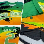 Custom Pea Green Black-White 3D Pattern Design Hawaii Palm Trees And Beach Sunset Authentic Baseball Jersey